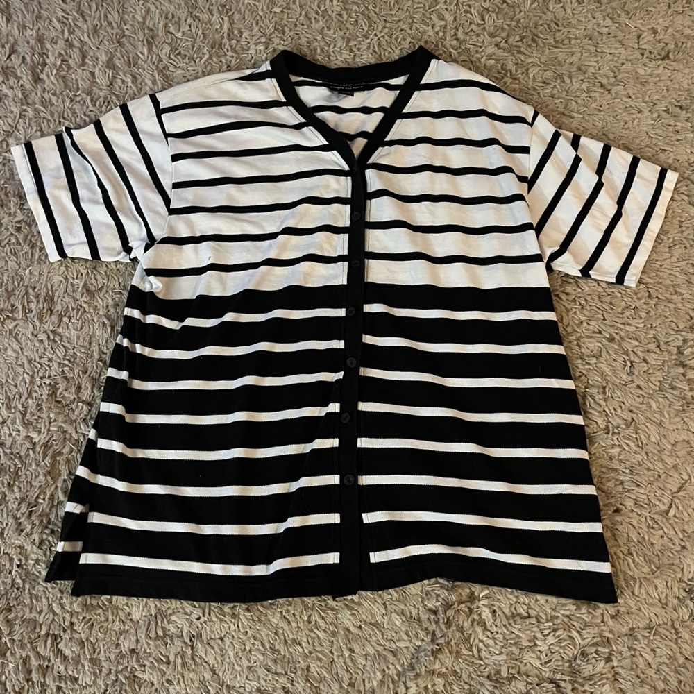 Black and white Jacque & Koko Together plus size button up shirt